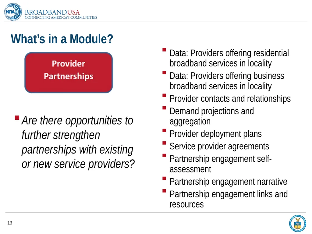 BroadbandUSA Connectivity Assessment Tool - - slide 13 of 19