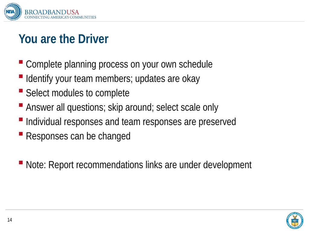 BroadbandUSA Connectivity Assessment Tool - - slide 14 of 19
