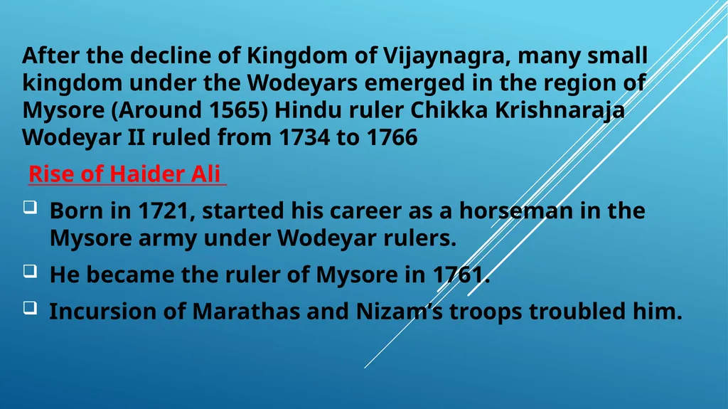 TIPU SULTAN (1750-1799) After the decline of - slide 2 of 9