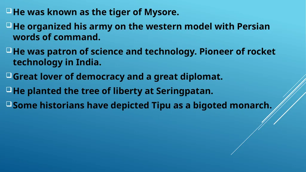 TIPU SULTAN (1750-1799) After the decline of - slide 8 of 9