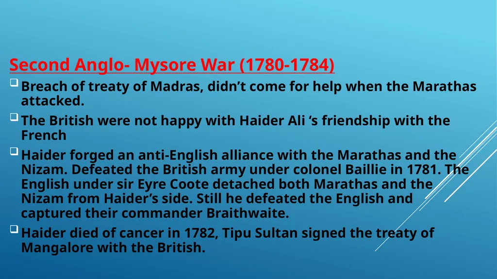 TIPU SULTAN (1750-1799) After the decline of - slide 6 of 9