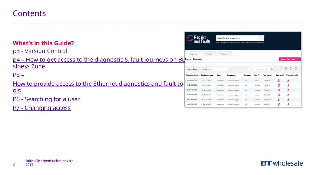1 Getting access to the Ethernet Diagnostics and - slide 2 of 22