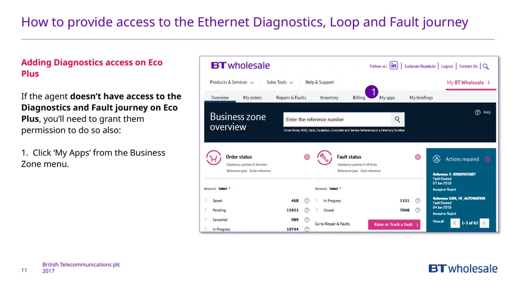 1 Getting access to the Ethernet Diagnostics and - slide 11 of 22