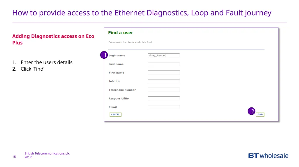 1 Getting access to the Ethernet Diagnostics and - slide 15 of 22