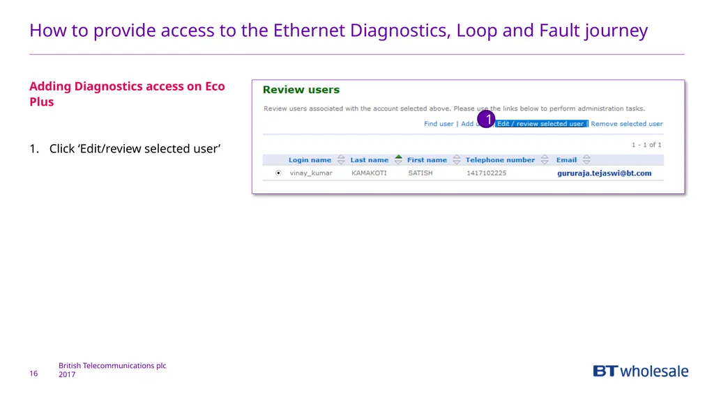 1 Getting access to the Ethernet Diagnostics and - slide 16 of 22