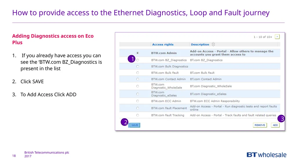1 Getting access to the Ethernet Diagnostics and - slide 18 of 22
