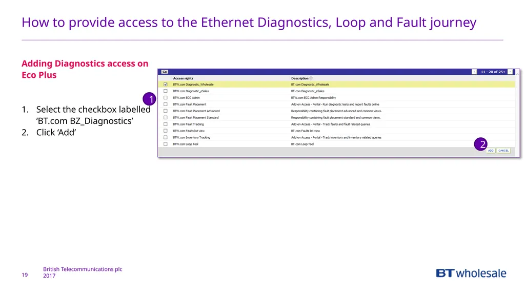 1 Getting access to the Ethernet Diagnostics and - slide 19 of 22