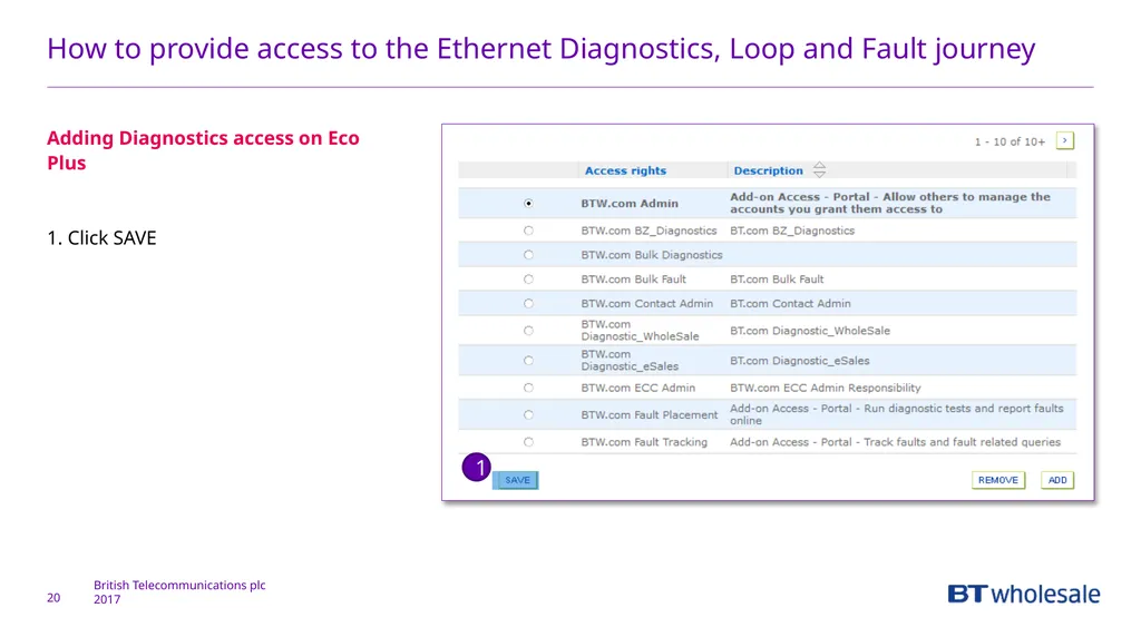 1 Getting access to the Ethernet Diagnostics and - slide 20 of 22