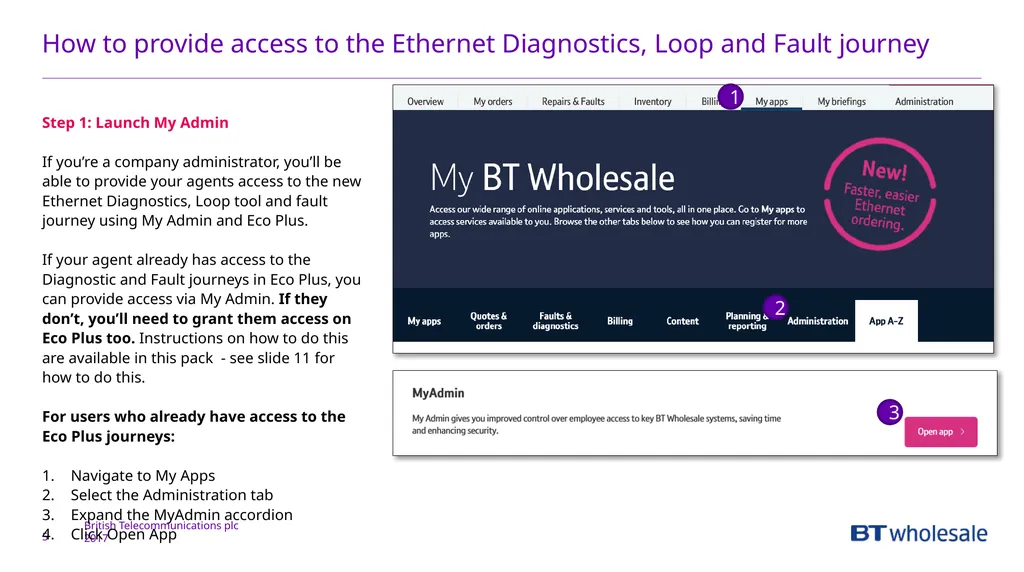 1 Getting access to the Ethernet Diagnostics and - slide 5 of 22