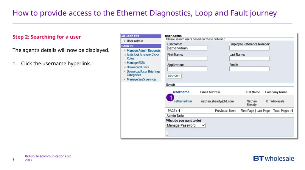 1 Getting access to the Ethernet Diagnostics and - slide 8 of 22