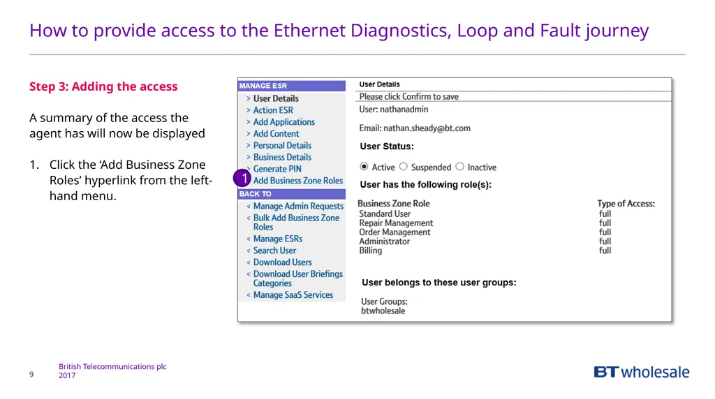 1 Getting access to the Ethernet Diagnostics and - slide 9 of 22