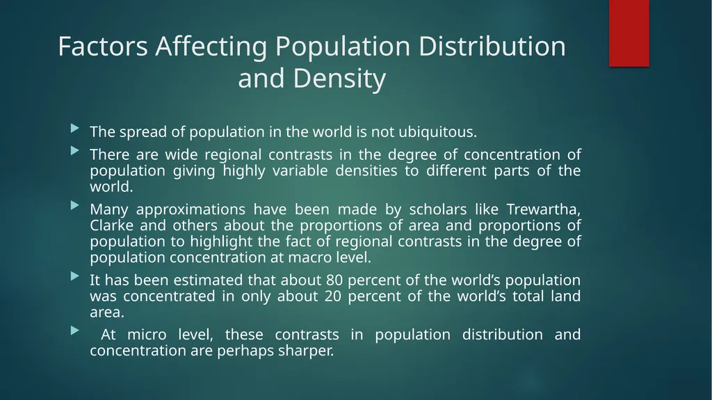 Distribution and Density of Population The - slide 3 of 9