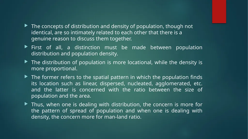 Distribution and Density of Population The - slide 2 of 9