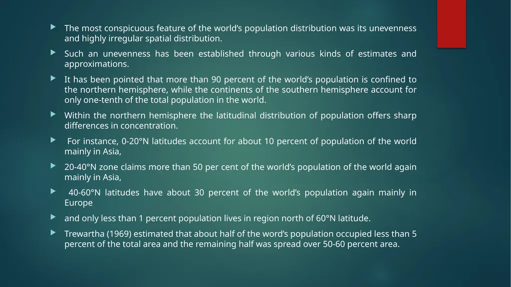 Distribution and Density of Population The - slide 6 of 9