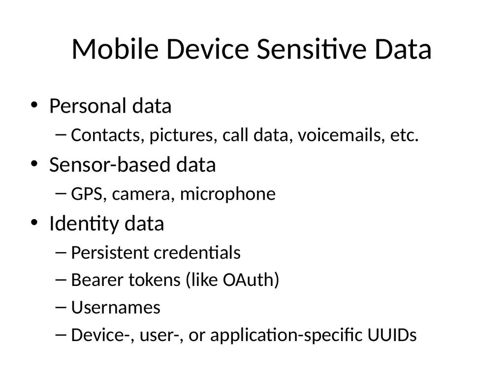 Ch 8: Mobile Development Security CNIT 128: - slide 33 of 63