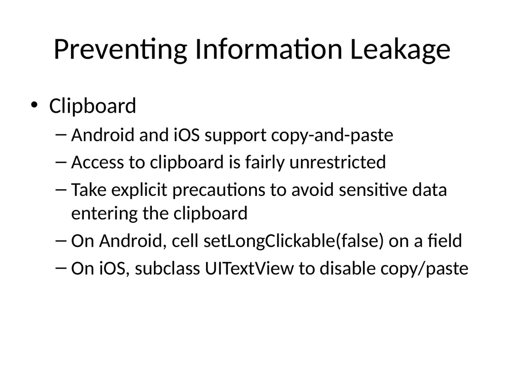 Ch 8: Mobile Development Security CNIT 128: - slide 53 of 63