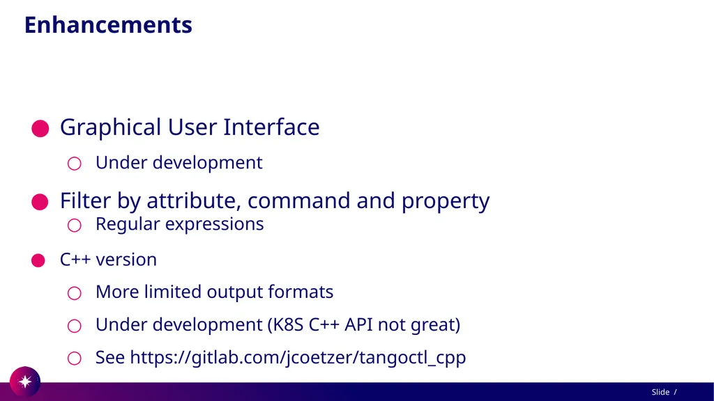 Command line utility to view and test Tango - slide 35 of 37