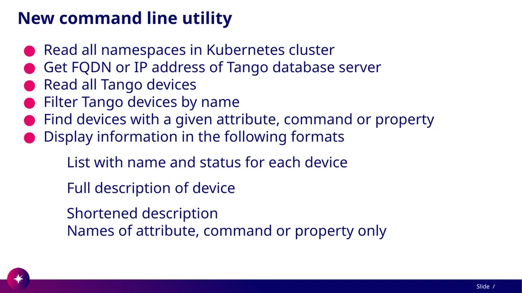 Command line utility to view and test Tango - slide 7 of 37