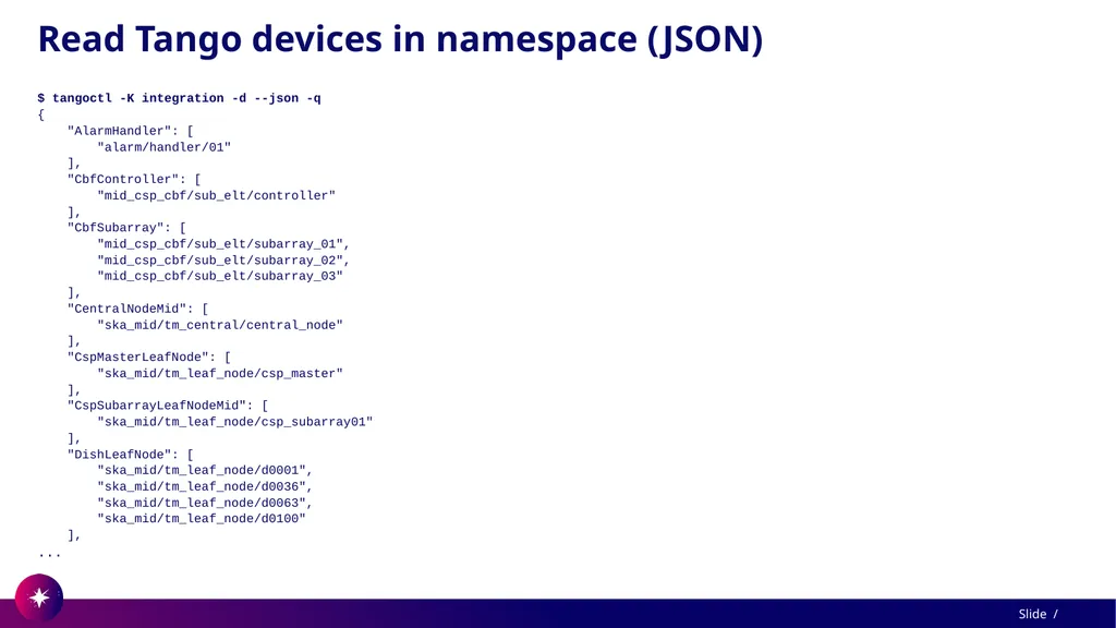 Command line utility to view and test Tango - slide 19 of 37