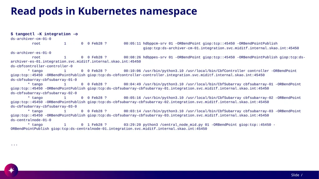 Command line utility to view and test Tango - slide 14 of 37