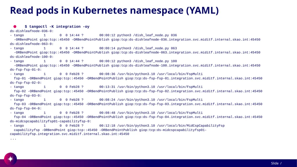 Command line utility to view and test Tango - slide 16 of 37