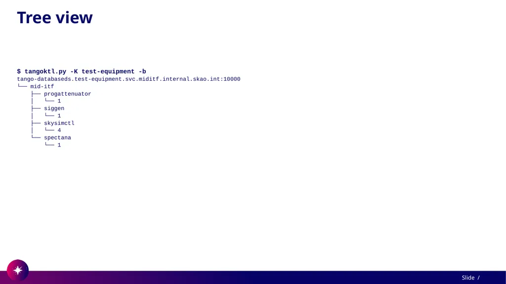 Command line utility to view and test Tango - slide 33 of 37