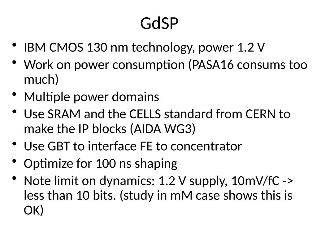 TPC electronics design - GdSP Status GdSP design - slide 3 of 4