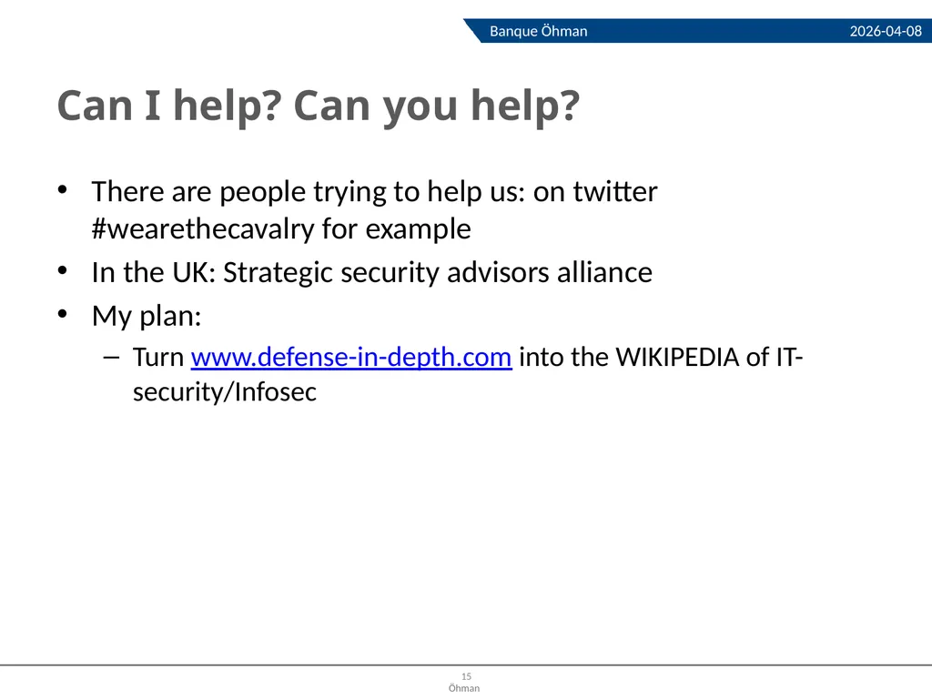 Defensive strategies How to build a - slide 15 of 18