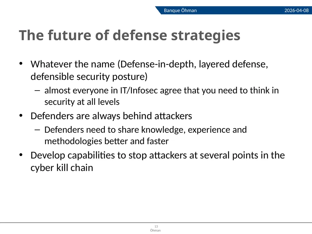 Defensive strategies How to build a - slide 13 of 18