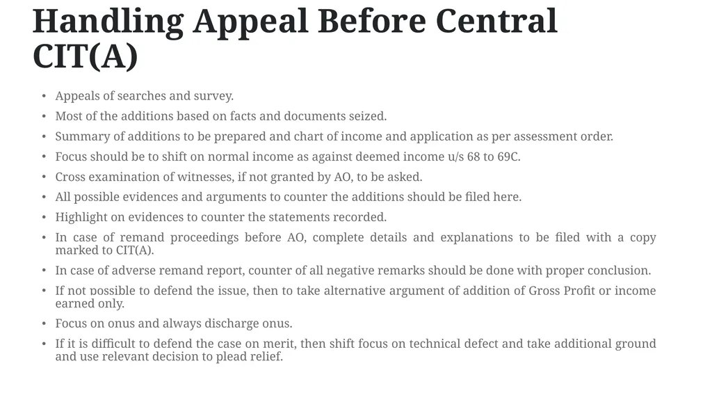 PRELIMINARY POINTS Belief in the case is vital. If - slide 6 of 9
