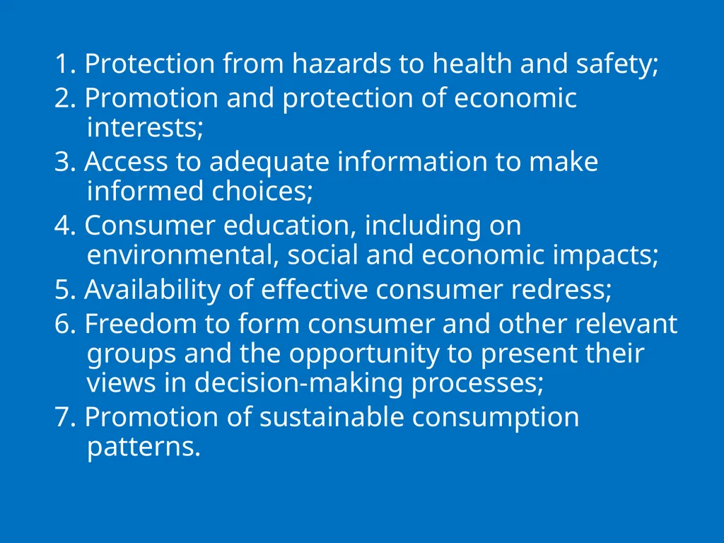 UN GUIDELINES FOR CONSUMER PROTECTION The UN - slide 3 of 29