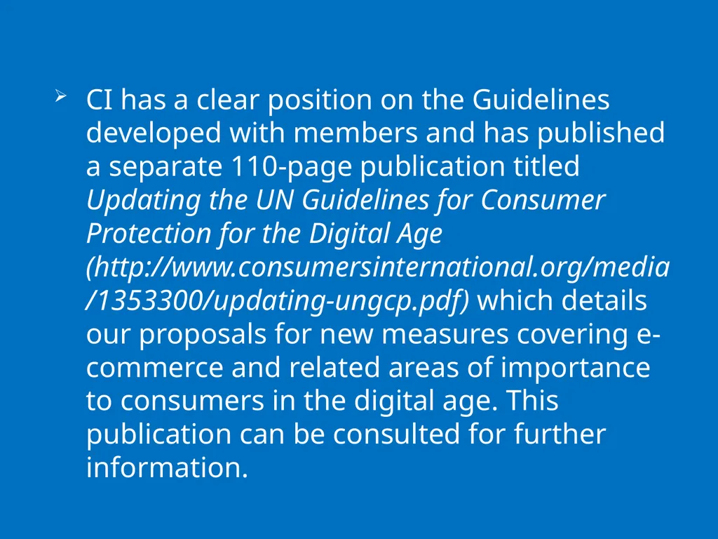 UN GUIDELINES FOR CONSUMER PROTECTION The UN - slide 14 of 29