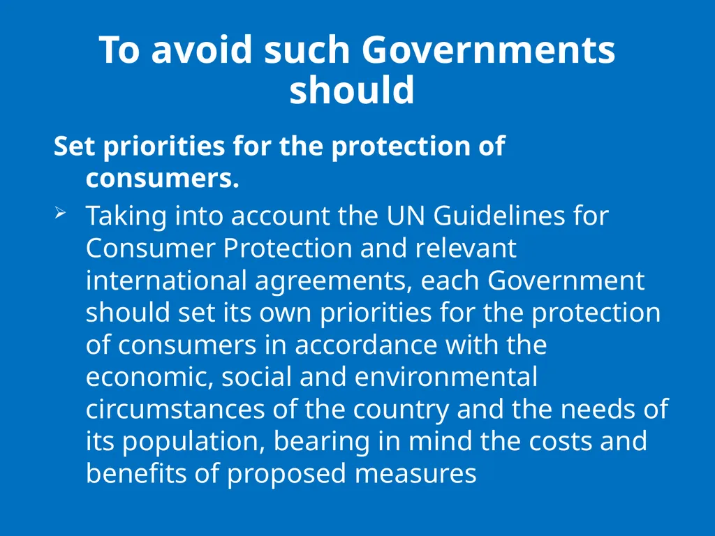 UN GUIDELINES FOR CONSUMER PROTECTION The UN - slide 8 of 29