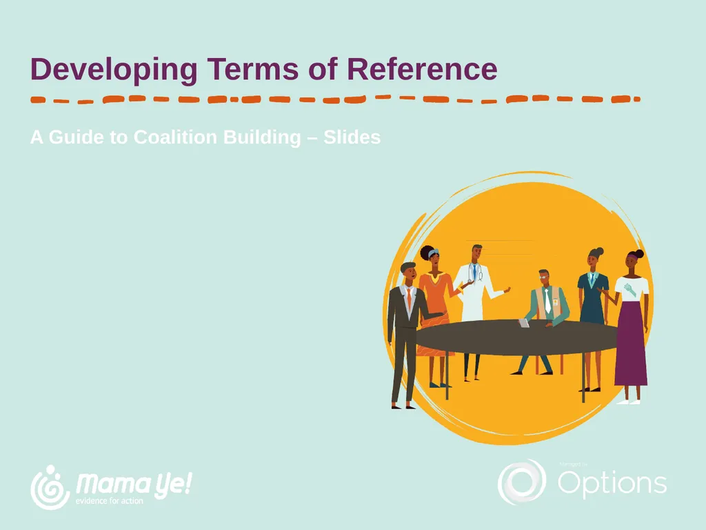 Developing Terms of Reference A Guide to Coalition - slide 1 of 7