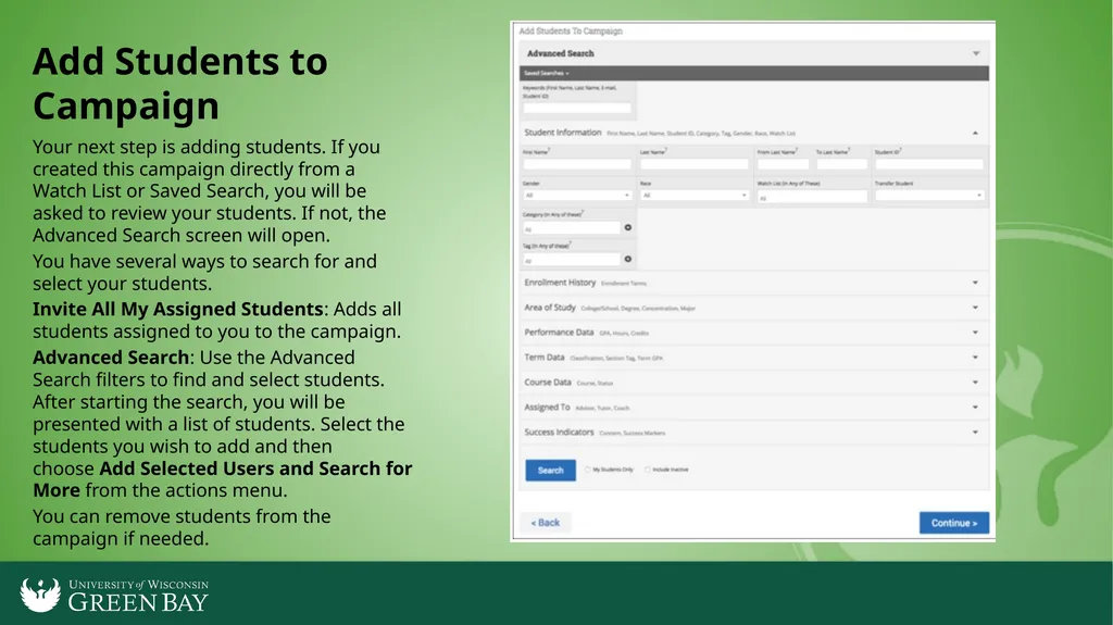 Launching an Appointment Campaign in Navigate To - slide 5 of 8