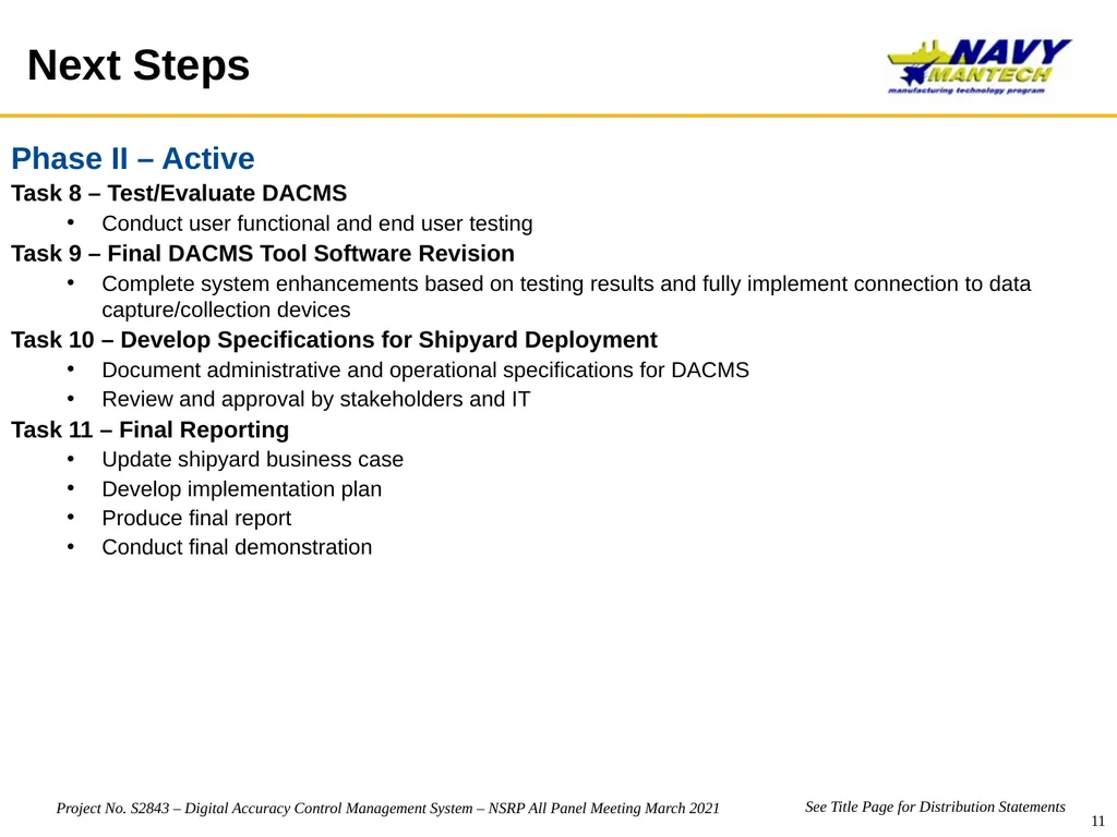ManTech Project No. S2844 Digital Accuracy Control - slide 11 of 15