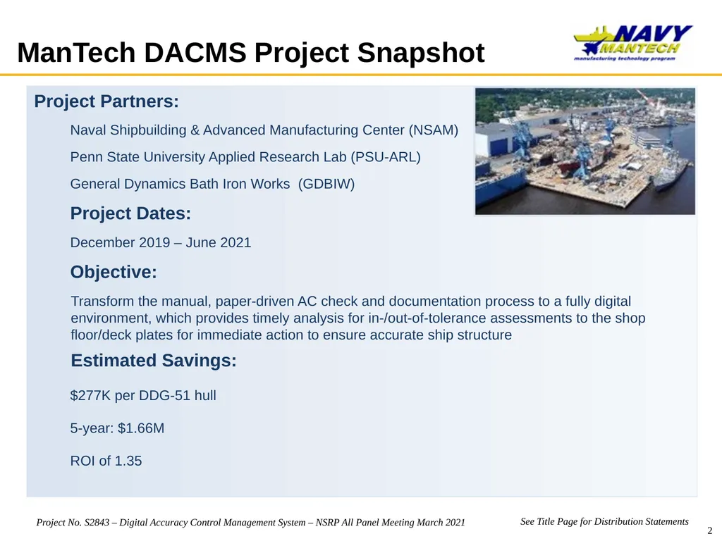 ManTech Project No. S2844 Digital Accuracy Control - slide 2 of 15