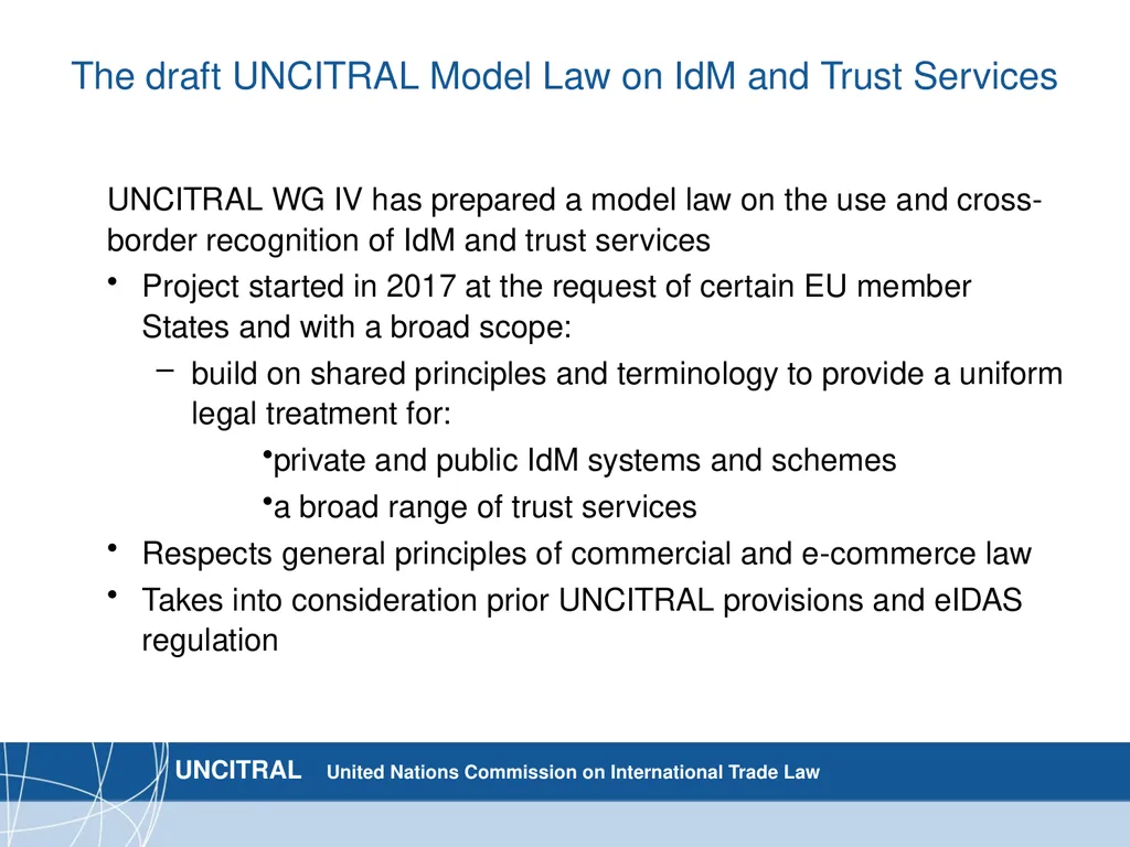 UNCITRAL draft model law on IdM and trust services - slide 2 of 11