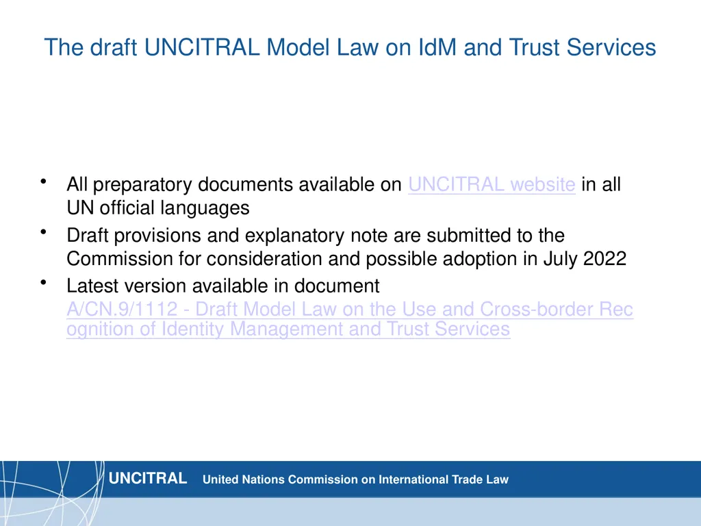 UNCITRAL draft model law on IdM and trust services - slide 3 of 11
