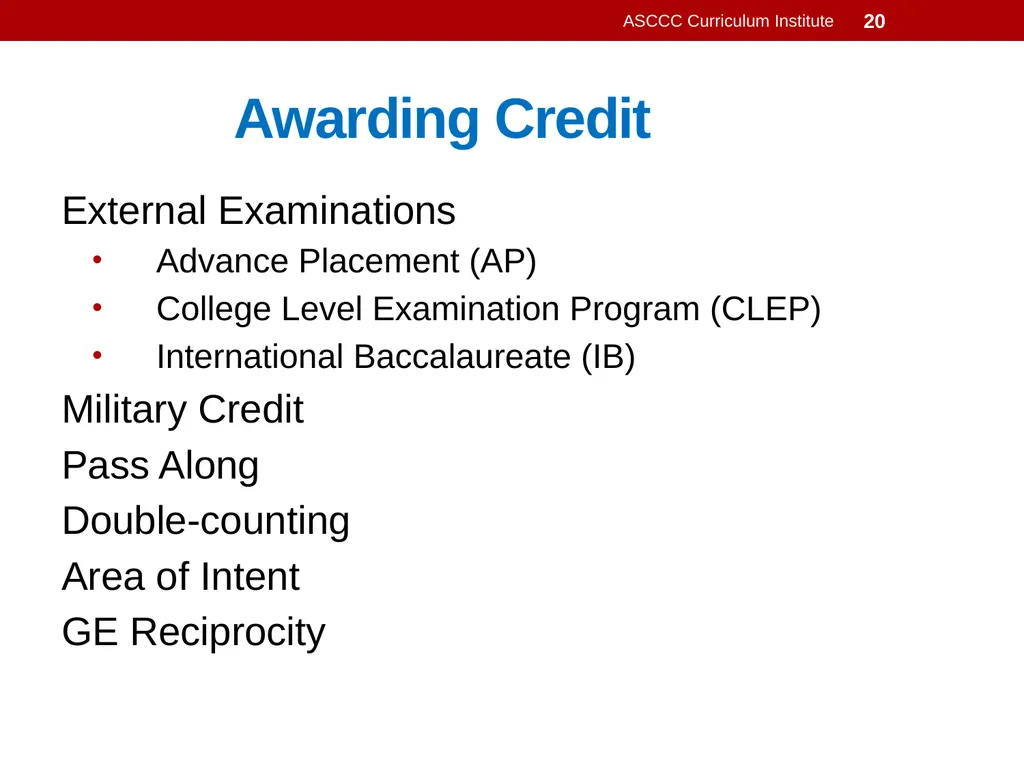 General Education Basics ASCCC Curriculum - slide 20 of 29
