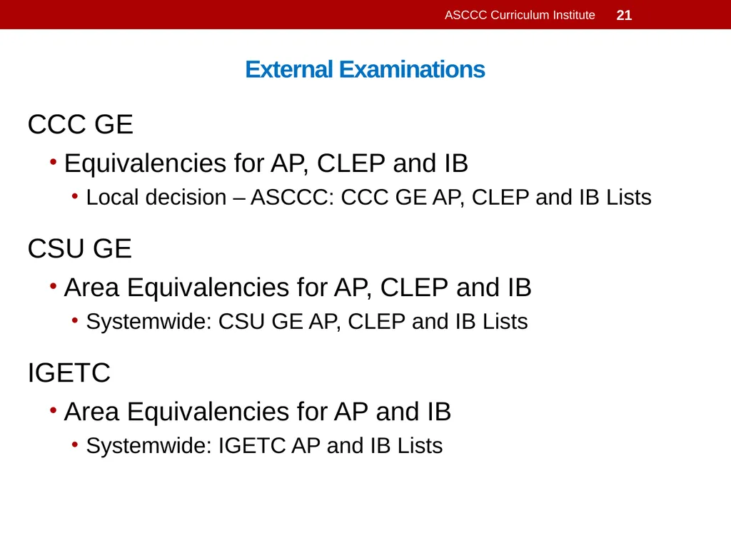 General Education Basics ASCCC Curriculum - slide 21 of 29