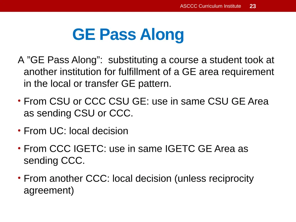 General Education Basics ASCCC Curriculum - slide 23 of 29
