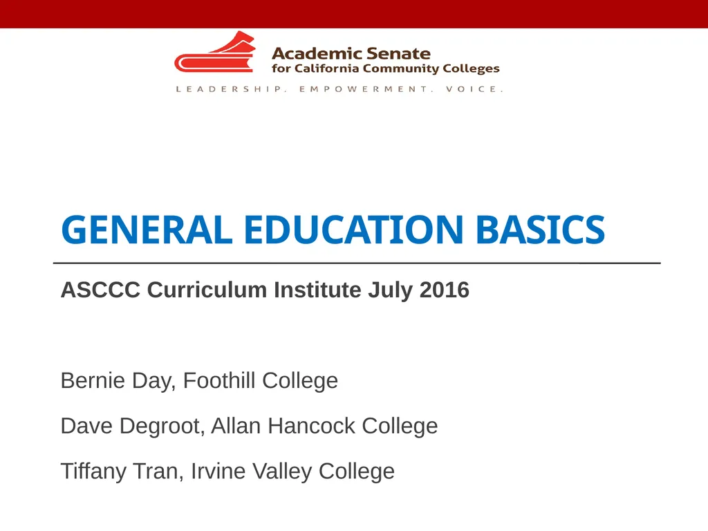 General Education Basics ASCCC Curriculum - slide 1 of 29