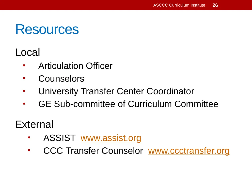 General Education Basics ASCCC Curriculum - slide 26 of 29