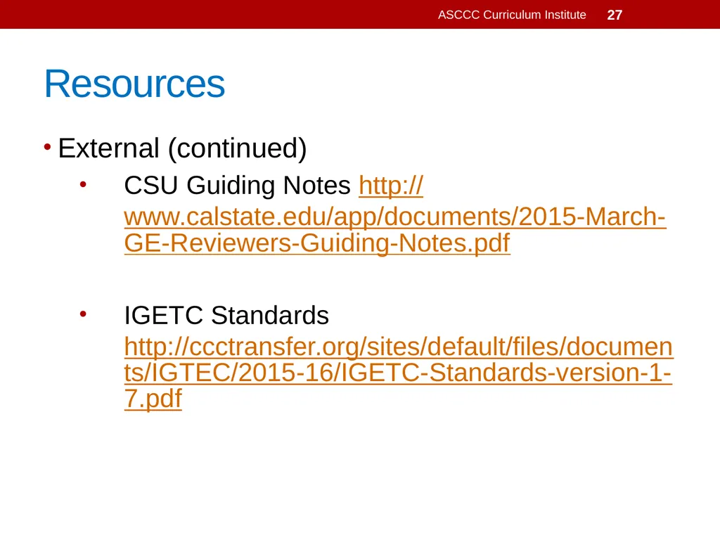 General Education Basics ASCCC Curriculum - slide 27 of 29