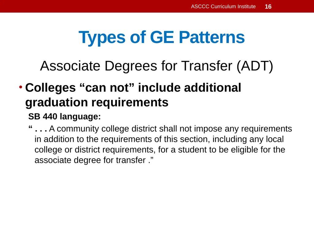 General Education Basics ASCCC Curriculum - slide 16 of 29
