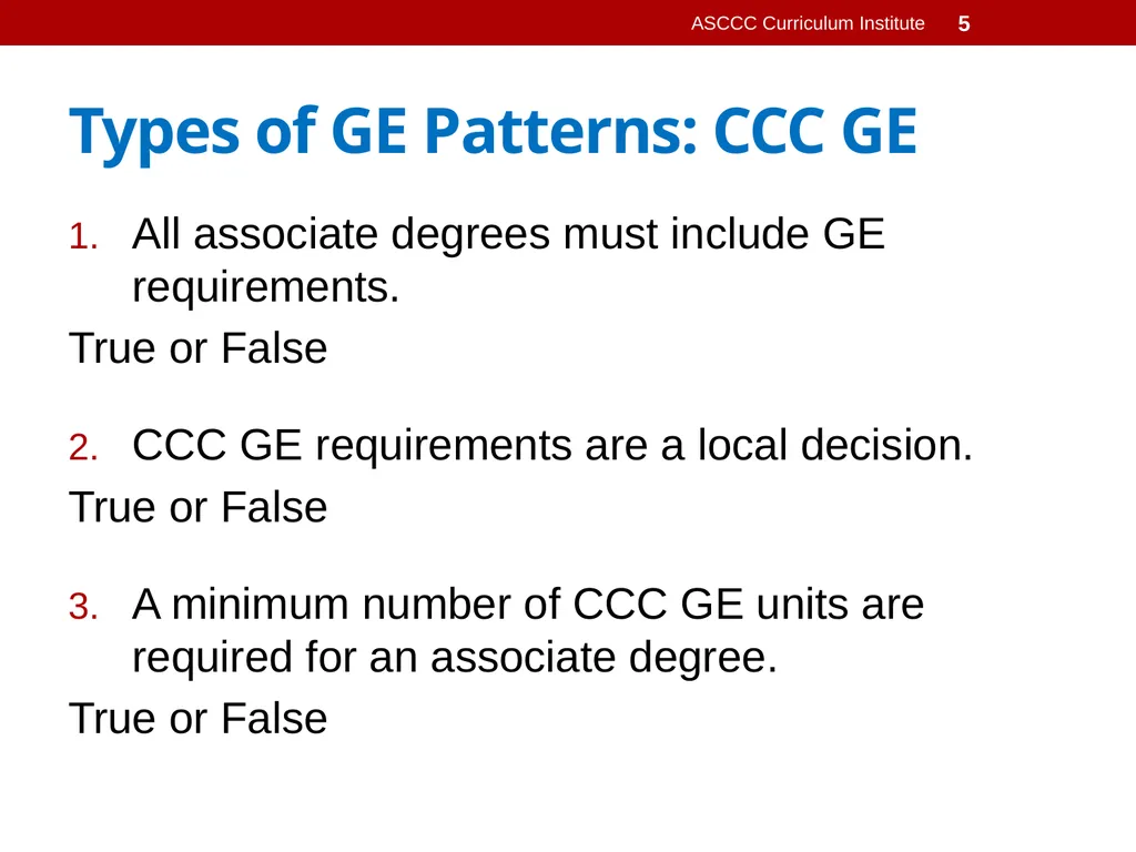 General Education Basics ASCCC Curriculum - slide 5 of 29