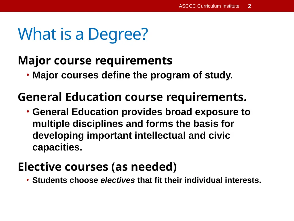 General Education Basics ASCCC Curriculum - slide 2 of 29