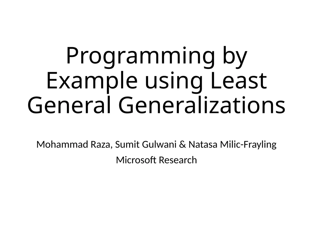Programming by Example using Least General