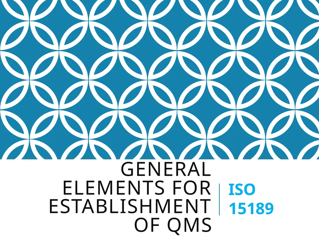 General Elements for Establishment of QMS ISO - slide 1 of 16